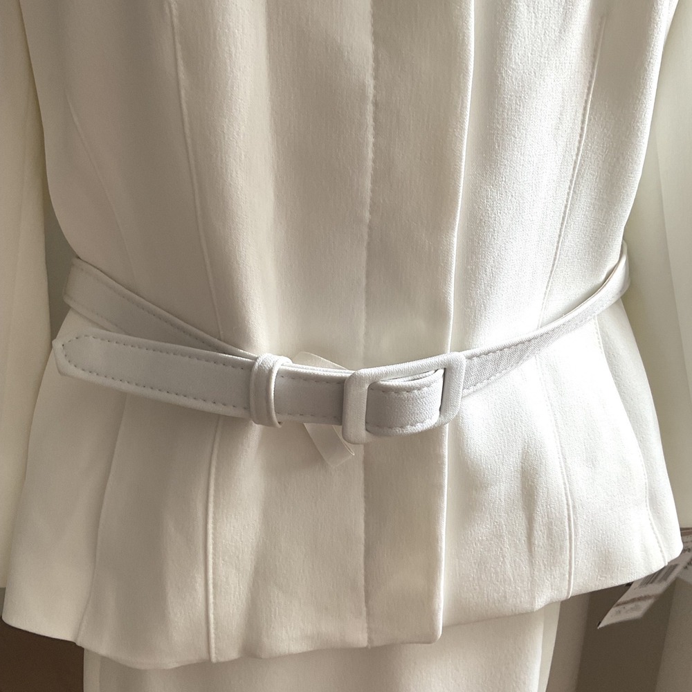 Le Suit Womens Belted 3/4 Sleeve Jacket Maxi Skirt Suit Vanilla Ice 12 NEW* - Picture 4 of 15